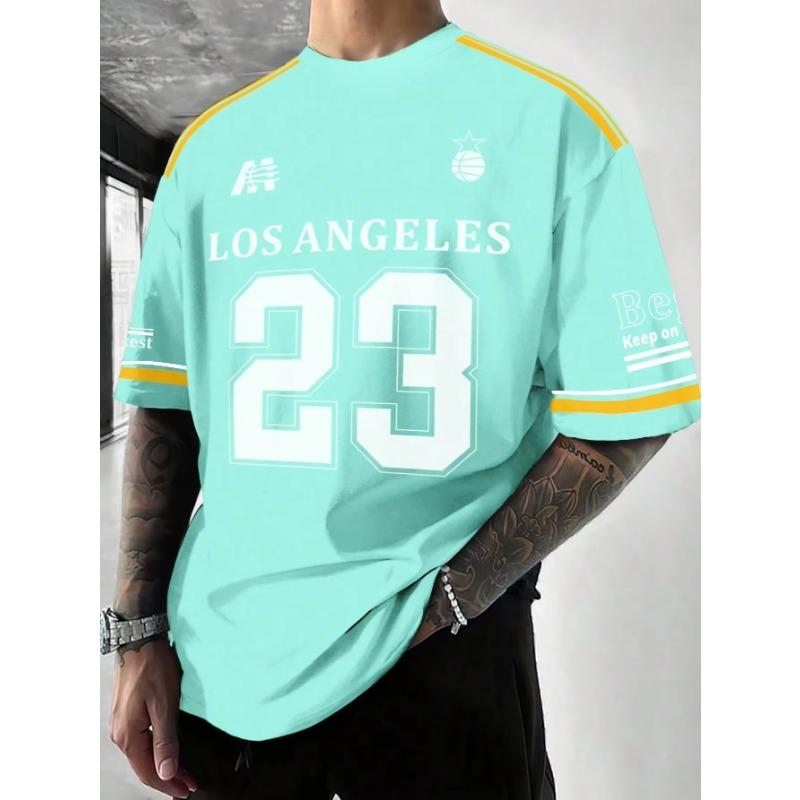 Los Angeles Print Graphic T-Shirt Short Sleeve Sports Women's T-shirt Unisex Casual Daily Wear Summer Men's Racing T-shirt