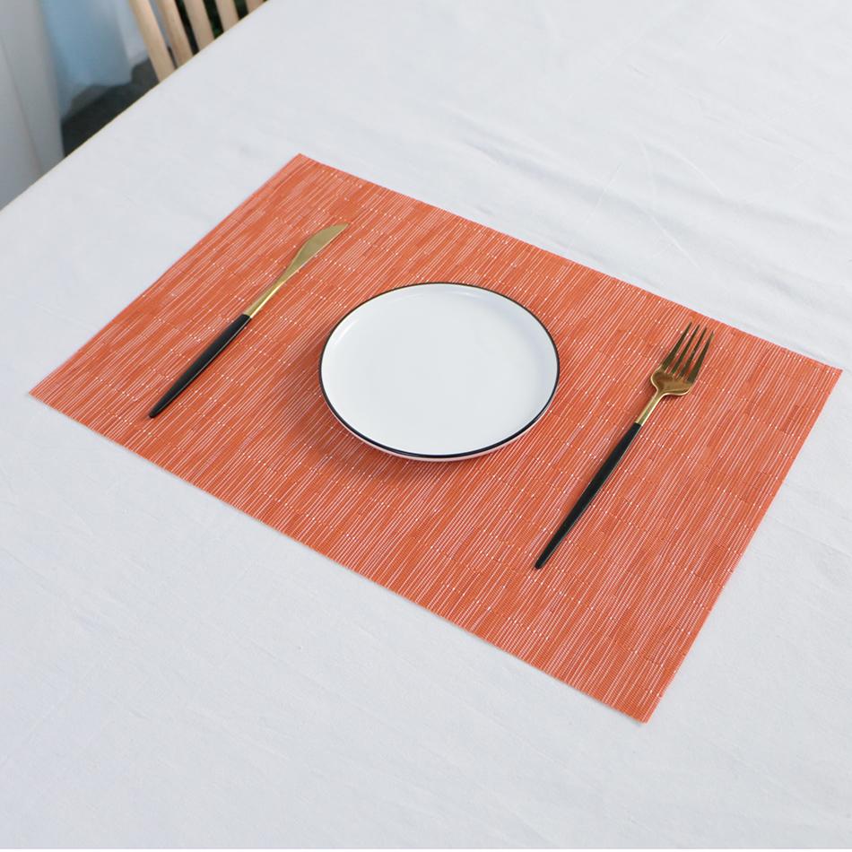 Placemats for Dining Table PVC Bamboo Pattern Table Mats Multiple Colors Non-Slip Heat Resistant Washable Easy to Clean