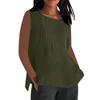 Women's Fashionable And Casual Sleeveless Vest Solid-color Cotton And Linen Pleated Sleeveless Top T-shirt