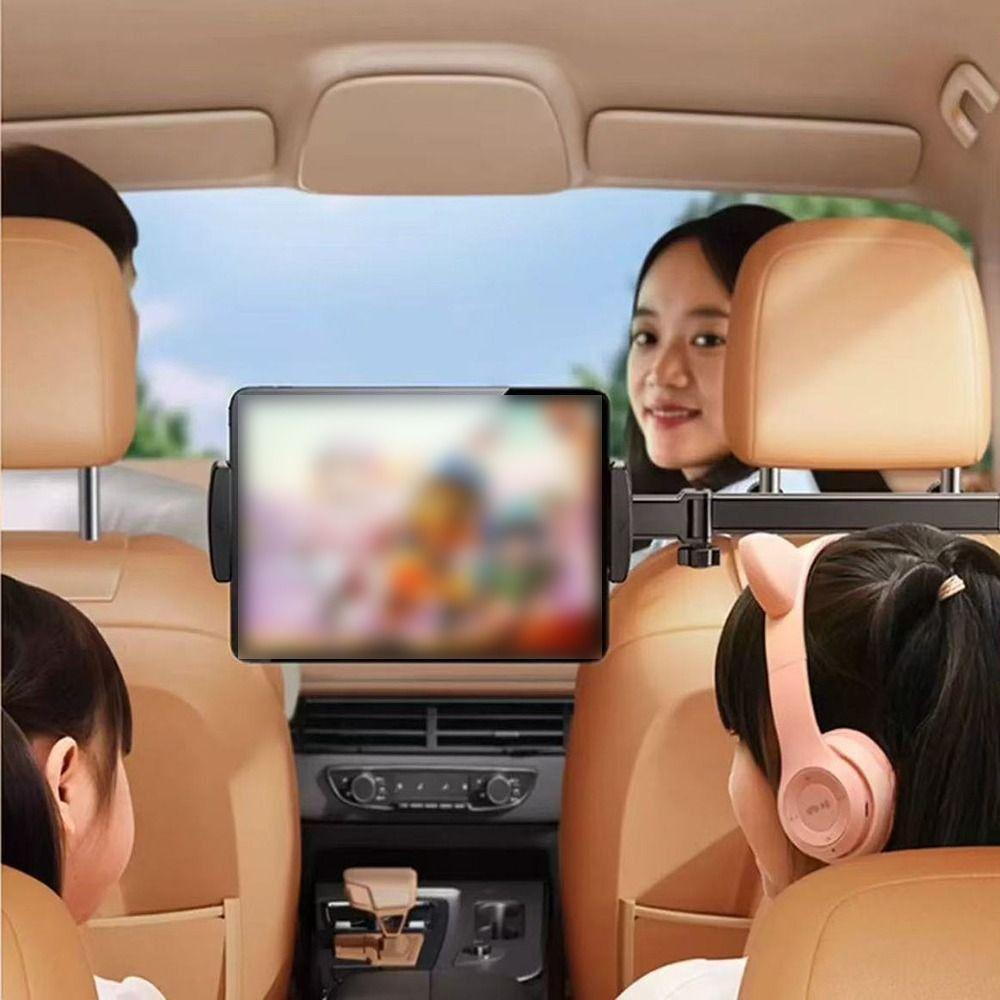 Adjustable Car Headrest Tablet Holder Rotating Stand Telescopic Tablet Bracket Travel Accessories