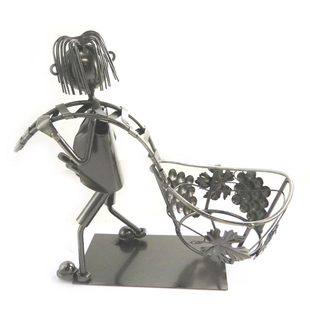 Les Trésors De Lily [M9895] - Držák na lahve „Kovová socha“ pro sklízeč hroznů - 23,5x11. 5x9. 5 cm