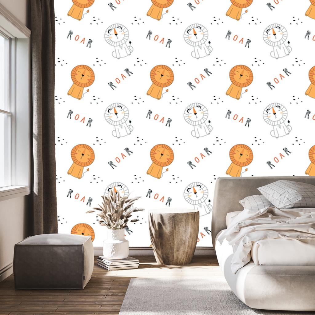 Pastel Lions and Animals Wallpaper for Living Room and Bedroom 50x1000