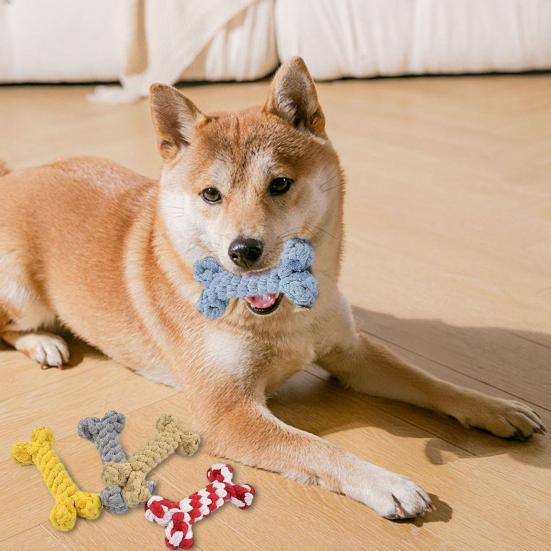 Dog Rope Toy Bone Shaped Dog Chew Toy for Teething Training Interactive Play Cotton Rope Pet Toy for Small Medium Dogs