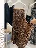 Elegant Leopard Print A-Line Pleated Long Skirt for Women - Spring/Summer Collection