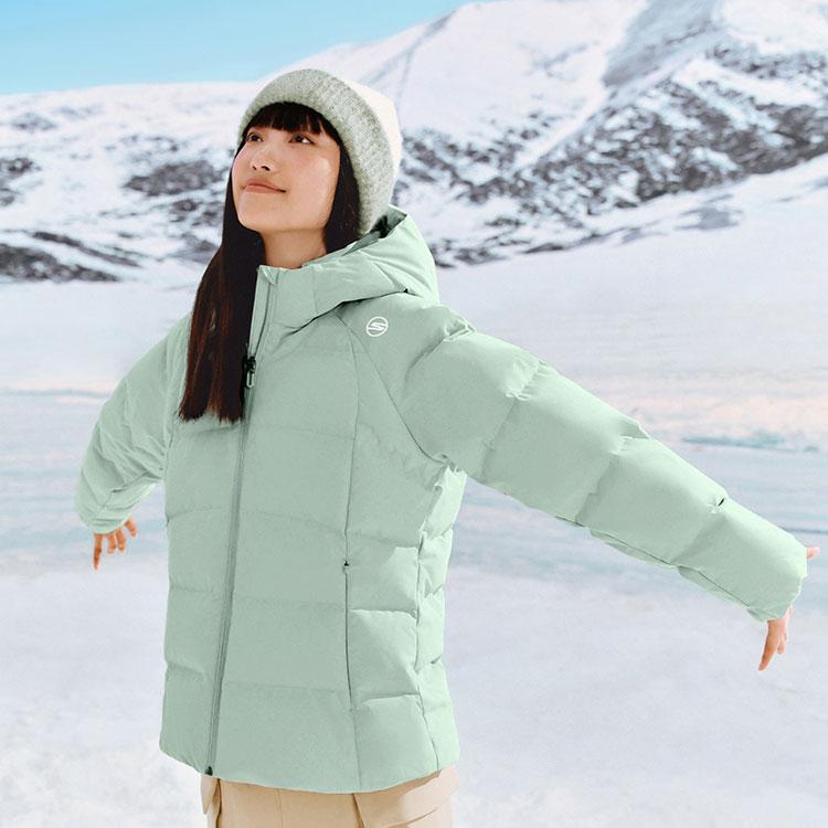 Skechers Windproof Waterproof Oil-Resistant Warm Anti-Cold Anti-Static Antibacterial Sports Casual Comfortable Hooded Short Down Jacket P424W058-04PY
