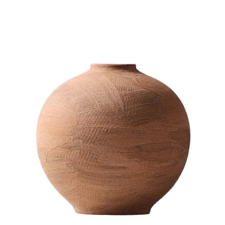 Simple Retro Wabi-Sabi Ceramic Flower Vase - Small Pottery Jar for Arrangements In Model Rooms, Homestays, or Hotels