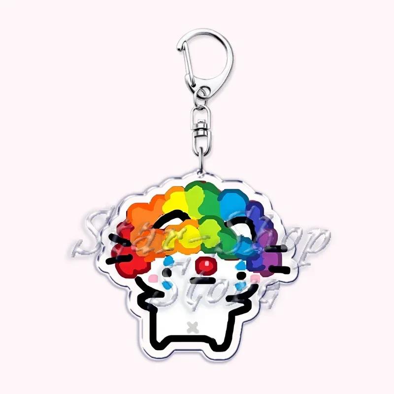 Kawaii Little Cat with Flower Keychains Strawberry Kitten Keyring for Accessories Bag Key Chain Ring Jewelry Fans Friends Gifts