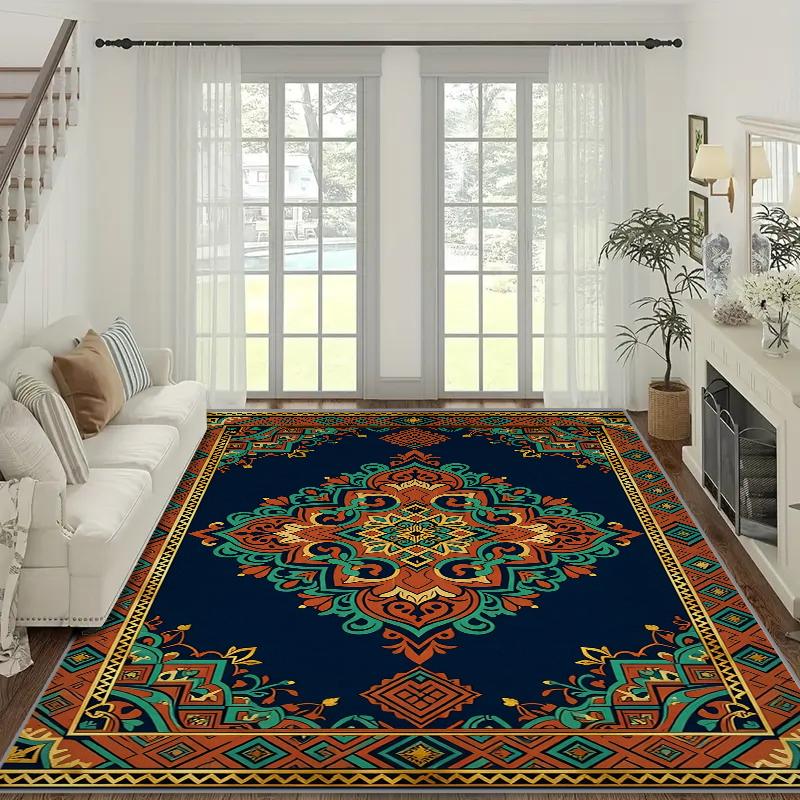 RAKKS Morocco Medallion Large Area Rug, Non-Slip Carpet for Living Room & Bedroom Kitchen, Door Mat, Sofa Bedside Mat Home Decor