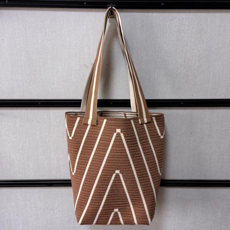 Classic Korean-Style Canvas Tote: Large Capacity, Versatile Striped Shoulder & Crossbody Bag for Women