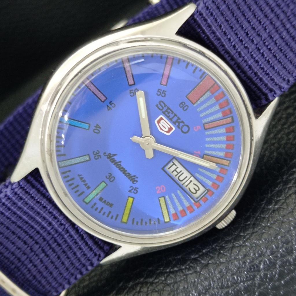 

JAPAN VINTAGE SEIKO 5 AUTOMATIC 6309A MENS BLUE COLOR DIAL WATCH a701479-5 R206b-a701479