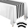 Peryiter 3 Pcs Black and White Striped Table Runner 14 X 108'' Plastic Striped Table Runner Disposable Elegant Classic Decoration for Halloween