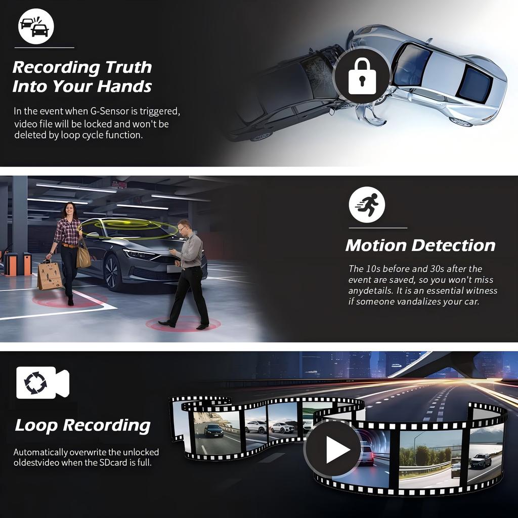3Camera Dash Cam For Car Camera 1080P Video Recorder WIFI Car DVR Front Rear View  2/3Cam Night Vision Black Box Car Accessories