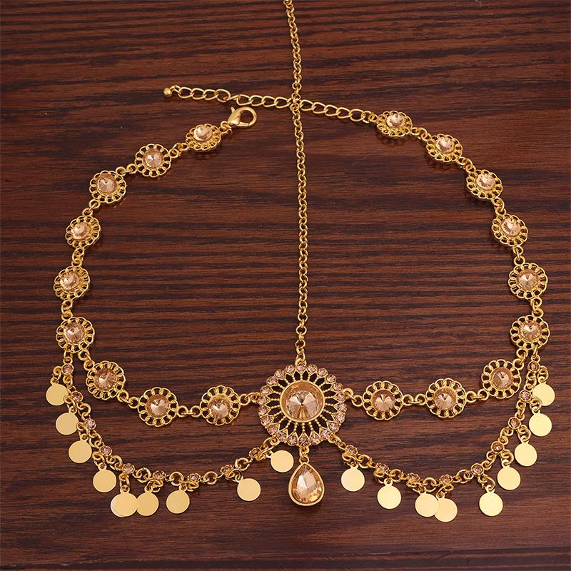 Indian Head Chain For Women Arabic Gold Color Coins Tassel Bridal  Headdress Wedding Accessories