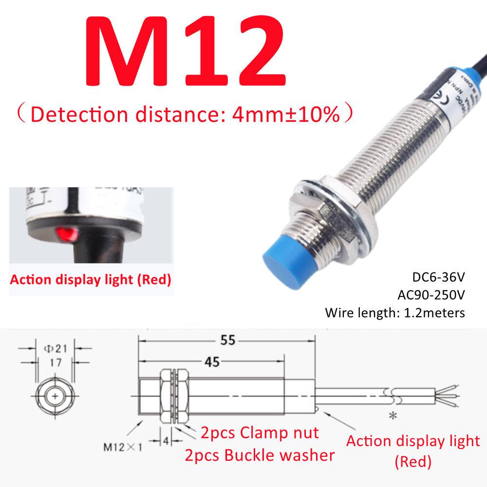 Blue Proximity Switch Inductive Proximity Sensor Detection Switch NPN/PNP NO NC 1-15mm Detection Distance Metal Sensor Switches