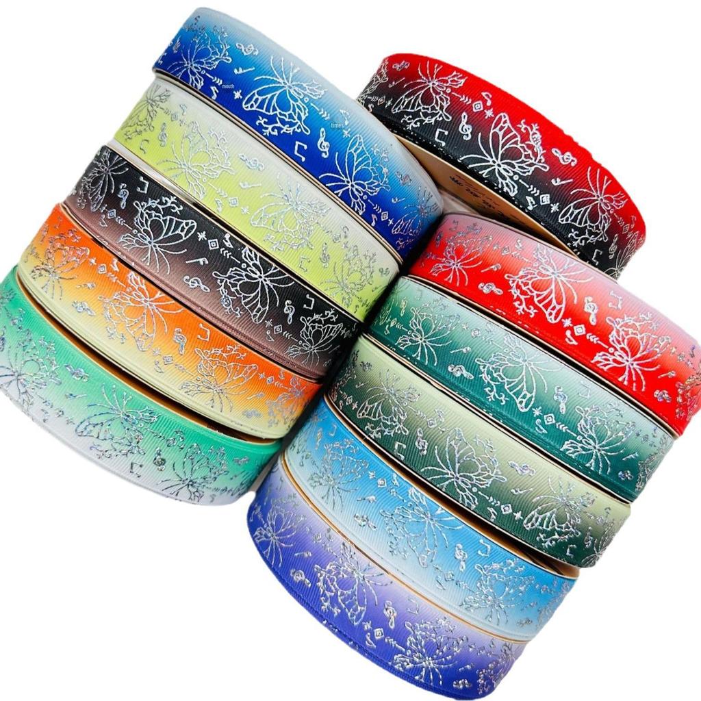 Ruban papillon argenté de 2,5 cm imprimé laser pour décoration de Noël DIY