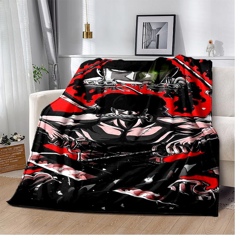 3D One P-Piece Cartoon Anime Flannel Blanket Soft Warm Throw Blanket for Bedroom Living Room Bed Camping Picnic Office Kids Gift