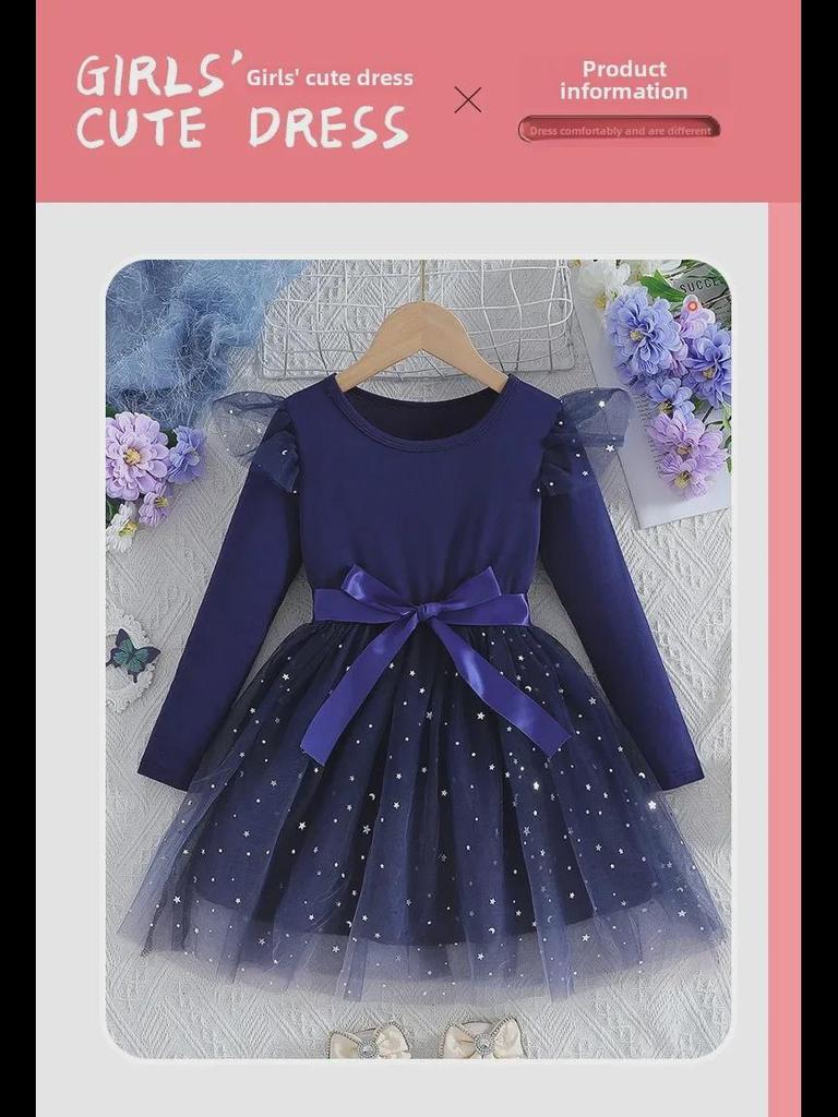 2025 Autumn/Winter New Girls' Sequin Princess Dress