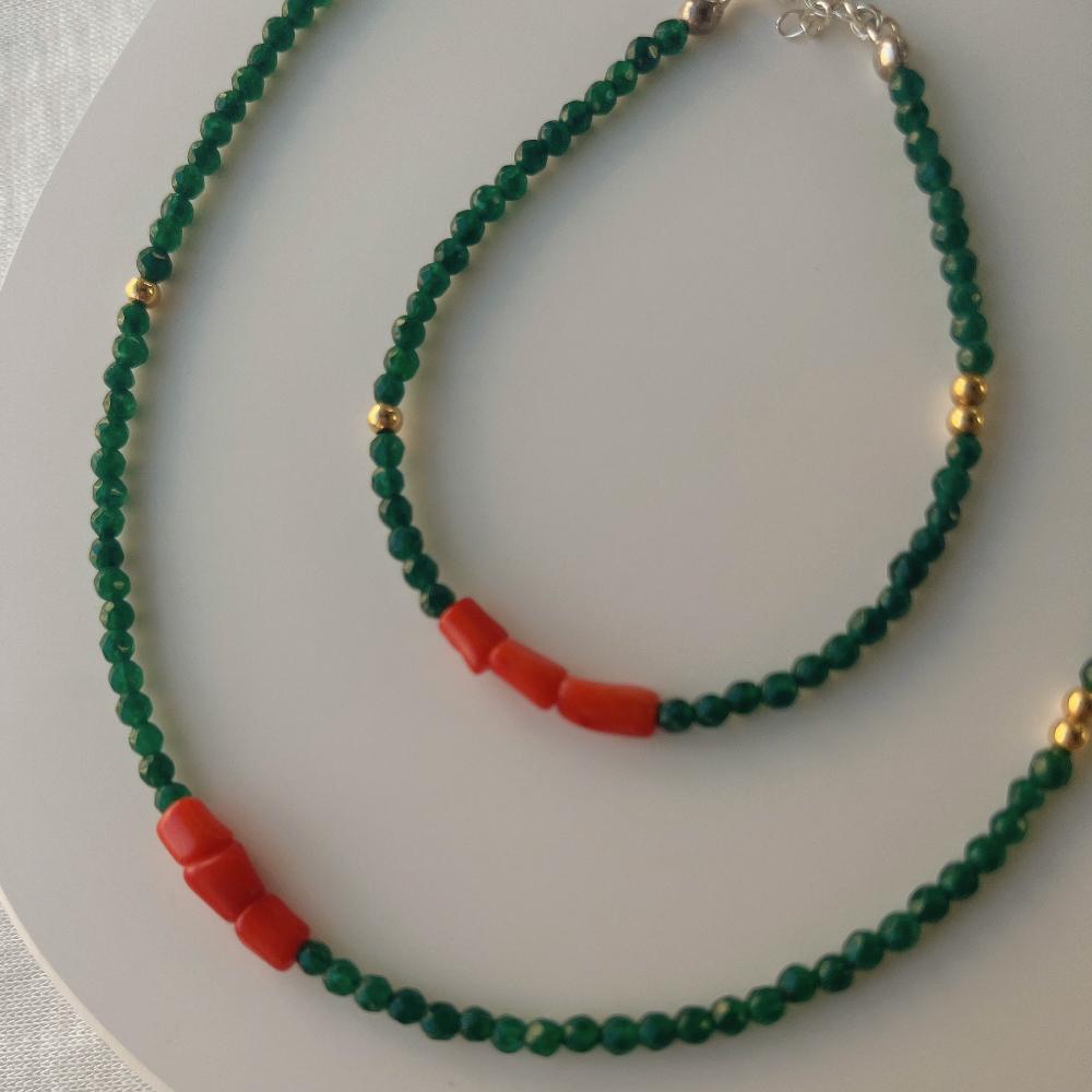 My Omelet [92.5 Silver] Green Emerald Pebble Bracelet
