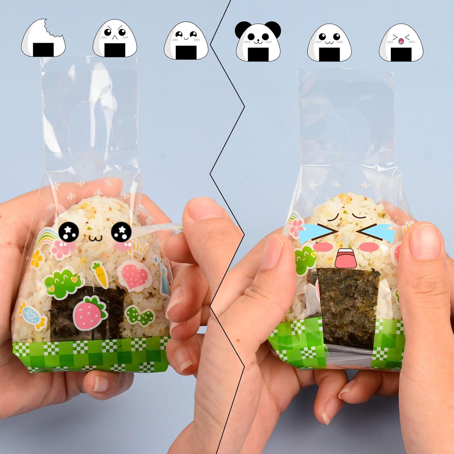 Onigiri Mold And Wrappers Set, 2 Sushi Mold + 100 Disposable Onigiri Wrappers + Sealing Tapes For Rice Ball Maker/Rice Ball Wrapper