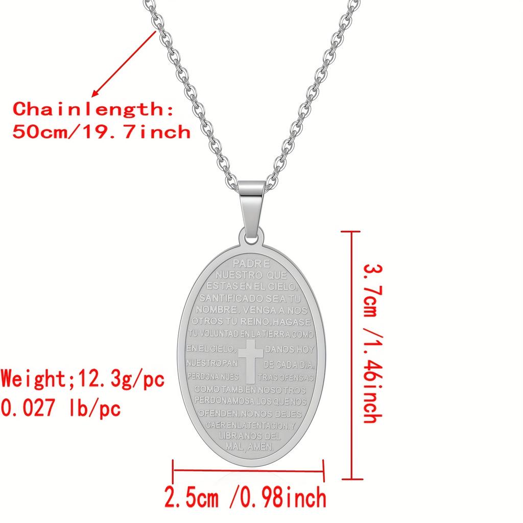 One Piece Stainless Steel Christian Prayer Necklace Bible Verse Cross Necklace Faith Necklace Pendant Unisex