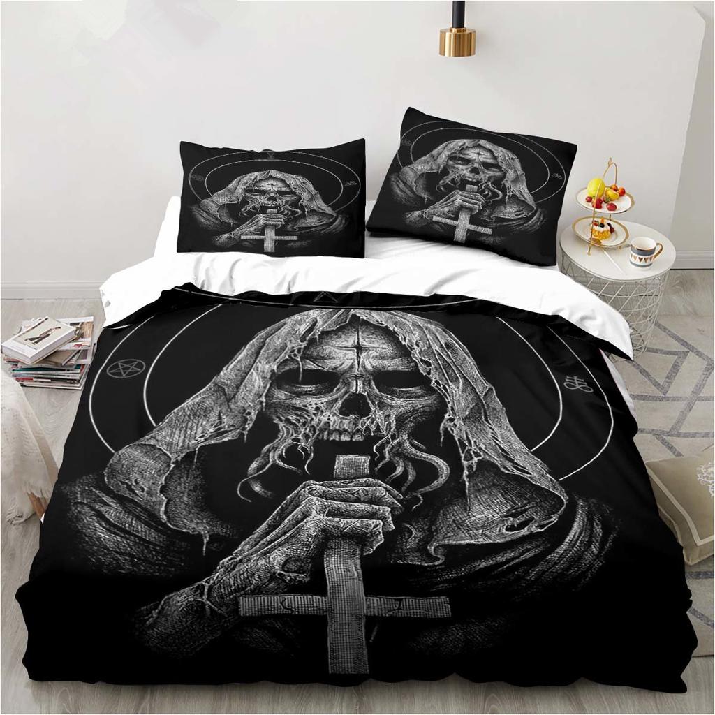 Baphomet Satan Demon Evil Duvet Cover Set Horror Evil Monster Bedding Set Full King Size Comforter Cover Christmas Navidad Gift