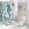 Bathroom Shower Curtain Four-piece Digital Printing Sand Underwater World Waterproof Shower Curtain Shower Curtain Partition Curtain Bath Mat