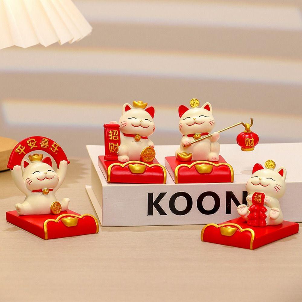 Chinese Style Animal Mobile Phone Stand Resin Crafts Cute Cell Phone Bracket New Year Gift