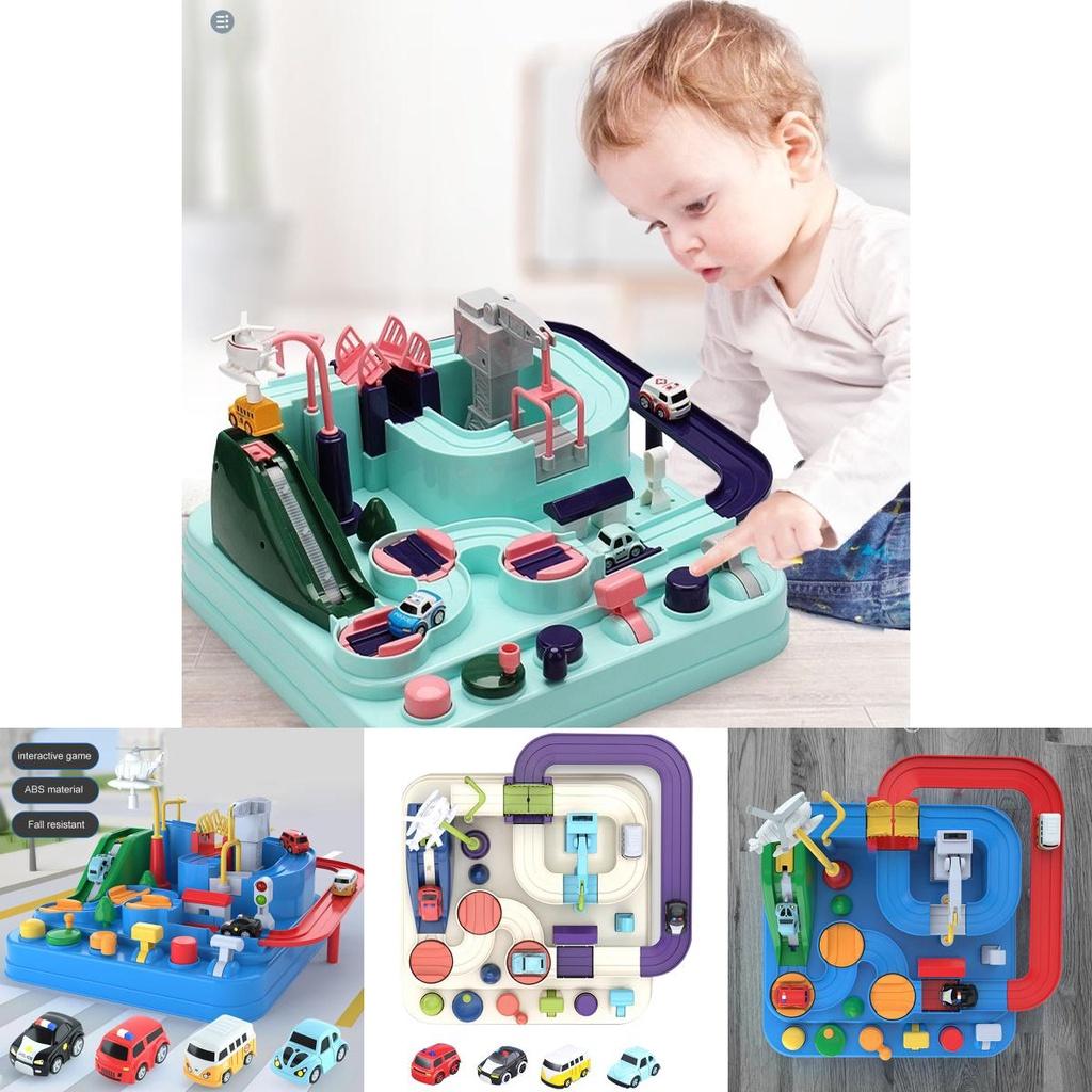 Abenteuer Schienen Autorennen Spielzeugset für Kinder Kein Akku erforderlich Auffällig Verschiedene Herausforderungen
