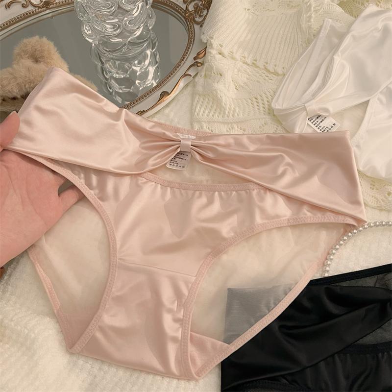 Moonlit Satin Panties: Seamless Cotton Crotch, Feminine Mid-Waist Briefs