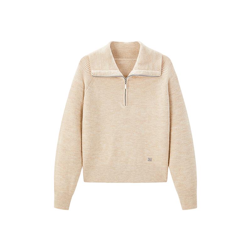 PEACEBIRD Women's Soft Knit Half-Placket Lapel Sweater