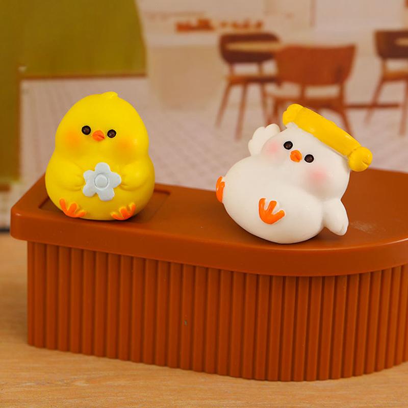 Cartoon Little Fat Chicken Mini Decoration Animal Figurine Micro Landscape Dollhouse Miniature Toy Car Ornament