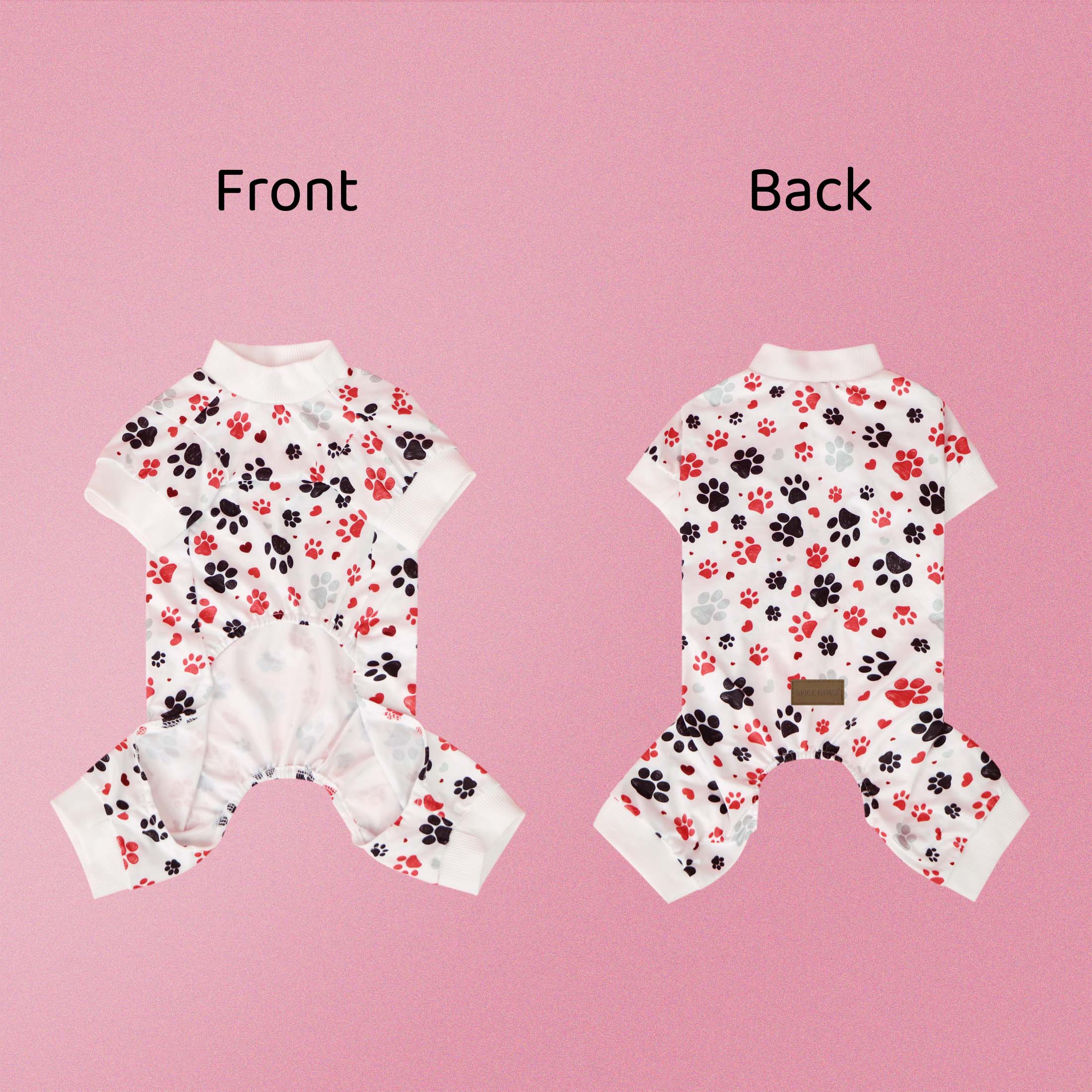 

Pet Four-Legged Jumpsuit, Dog & Cat Paw Print Bodysuit Clothes, Valentine s Day Pajamas for Small Medium Large Dogs Cats XS（old） белый