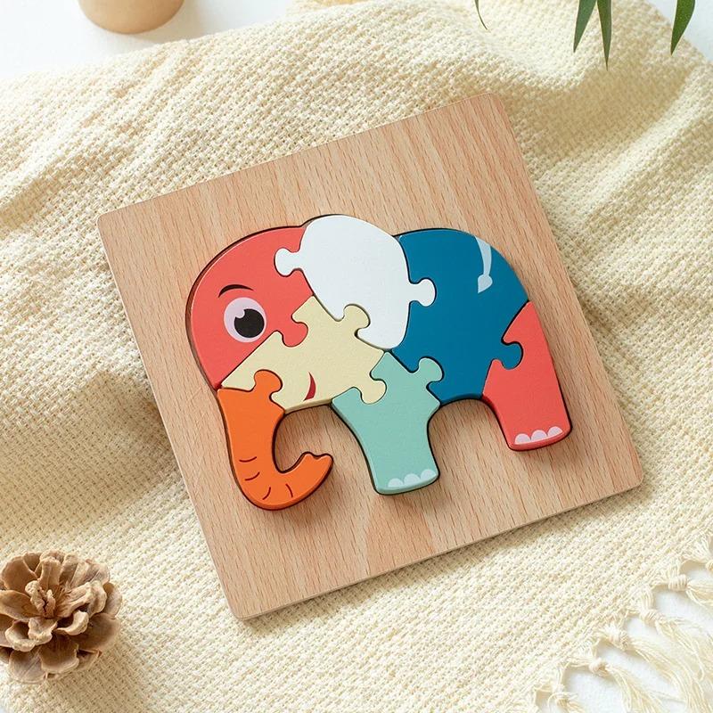 Vysoce kvalitní 3D dřevěné puzzle Dětské karikatury Dopravní zvířata Jigsaw Rané učení Poznávací hra Puzzle hračky pro děti