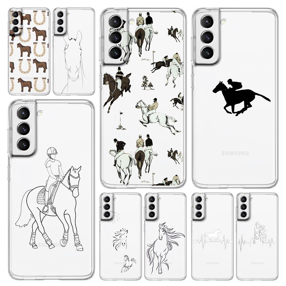 Phone Case For Samsung Galaxy S24 Ultra S23 FE S22 S20 S21 5G S10 S9 Plus S10E S8 Soft Silicone Clear Animal Art Horse Cover
