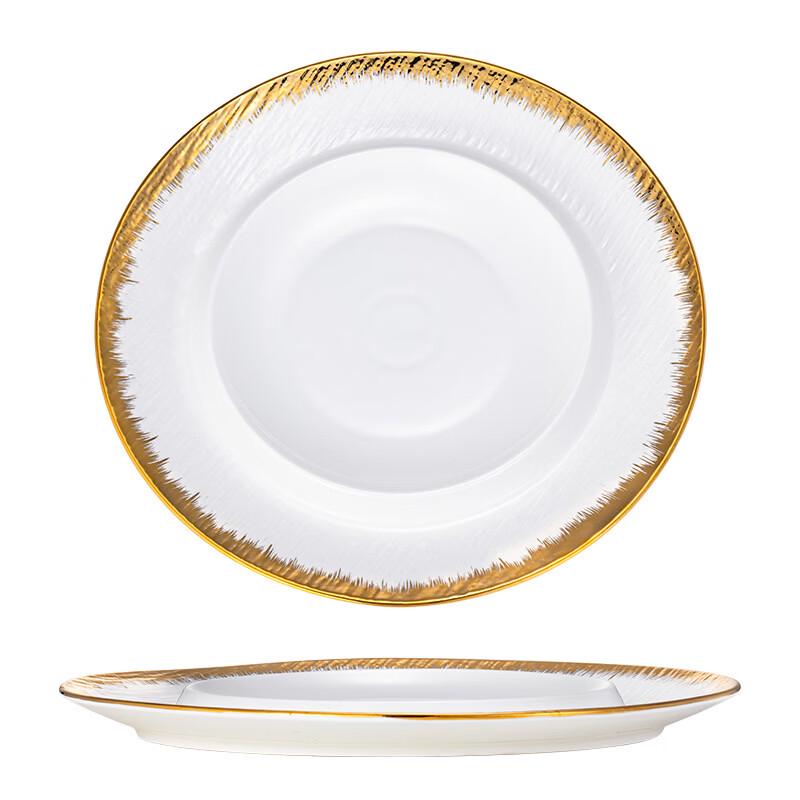 Dairuien Chinese Style White Gold Plated Ceramic Dinner Plates