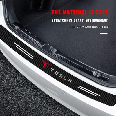 1pcs Carbon Fiber Car Trunk Rear Bumper Sticker Guard Plate Protector For Model 3 Model X S 2016-2023  Model Y Decals TM3 TMX
