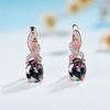 Classic Red Oval Zircon Multicolor Crystal Birthstone Hoop Earrings Champagne Gold Color Wedding  For Women