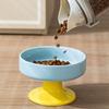 Ceramic Color-Blocked Pet Bowl Elevated Cat Bowl Protects Cervical Vertebrae Pet Supplies