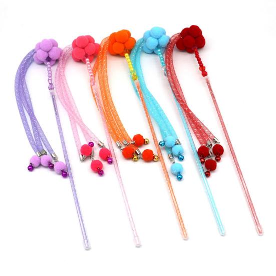 Cat Wand Toy Plush Exercise Training Pet Kitten Teaser Interactive Stick Toy with Bell for Indoor