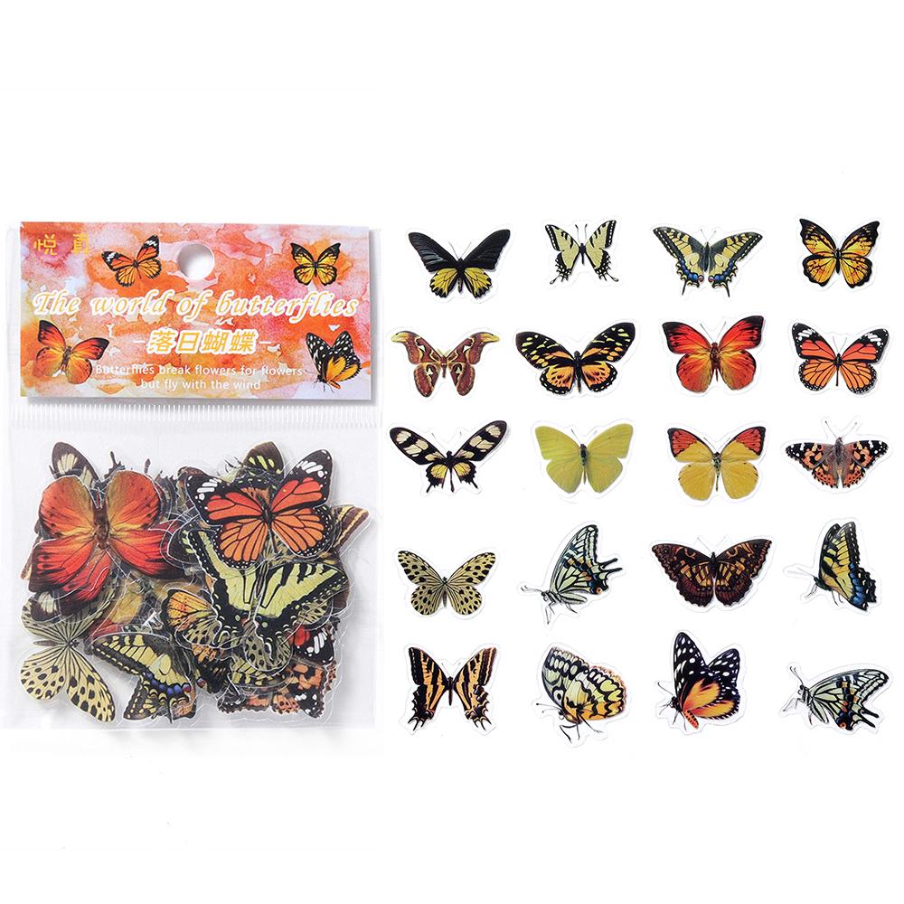 40Pcs/Bag Colorful Butterfly Stickers PET Transparent Decorative Epoxy Resin Fillings for DIY Epoxy Resin Crafts Book Decor