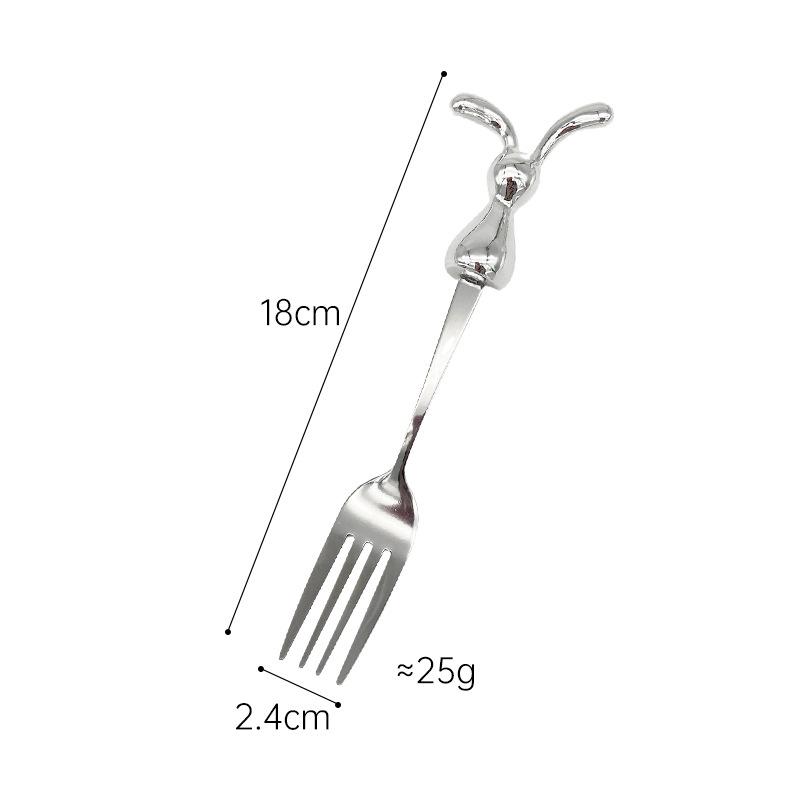 Creative Stainless Steel Spoon Cartoon Rabbit Fruit Fork INS Style Milk Tea Coffee Stirring Rod Dessert Snack Spoon Tableware