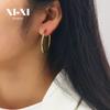 European & American INS High-End Stainless Steel Hoop & Irregular Ear Cuff, French Retro Gold Titanium Steel Earrings.