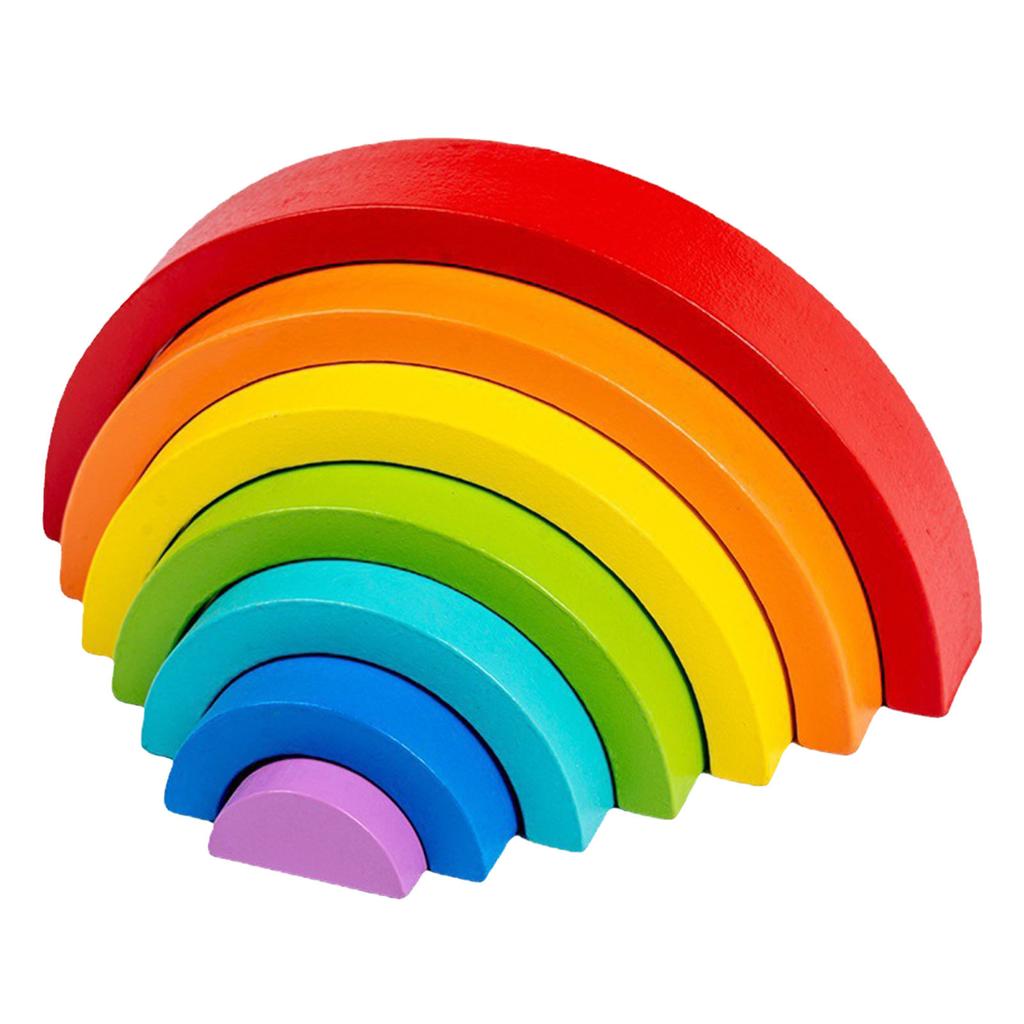 Wooden Stacker Blocks Puzzles Large Arch Shape Colorful Educational Stacking Toy for Toddlers Type