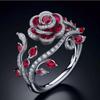 Luxurious Red Marquise Cut Ring with Intertwined Leaves and Flowers Design