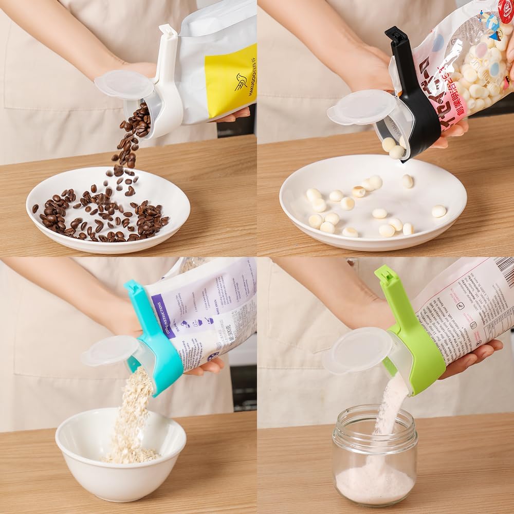 4PCS Reusable Food Bag Clip For Kitchen Airtight Sealing Machine For Snacks  Flour  Spices