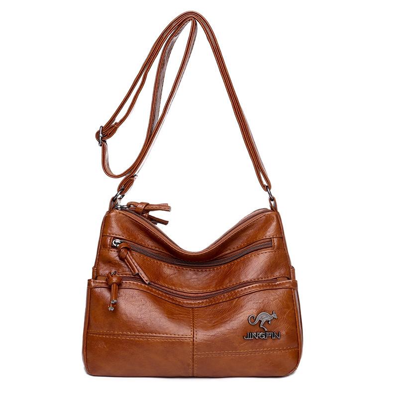 Bag Women's New Messenger Bag Soft Leather Shoulder Bag Retro Simple Fashion Large Capacity Multi-pocket Women's Bag