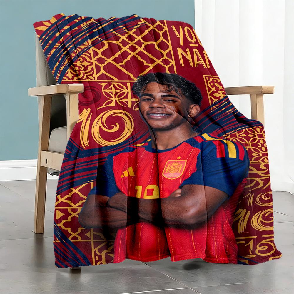 Lamin Yamal Personalized Text Blanket Lightweight Customizable Blanket Ultrasoft For Couch Office Chair Bedding Home Decor Allseason Use