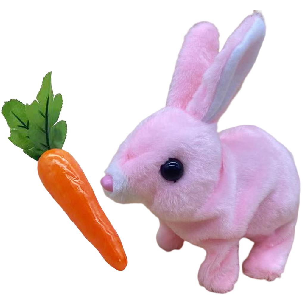Plush Electric Bunny Toy with Carrot for Kids Pretend Play 15x15x10cm