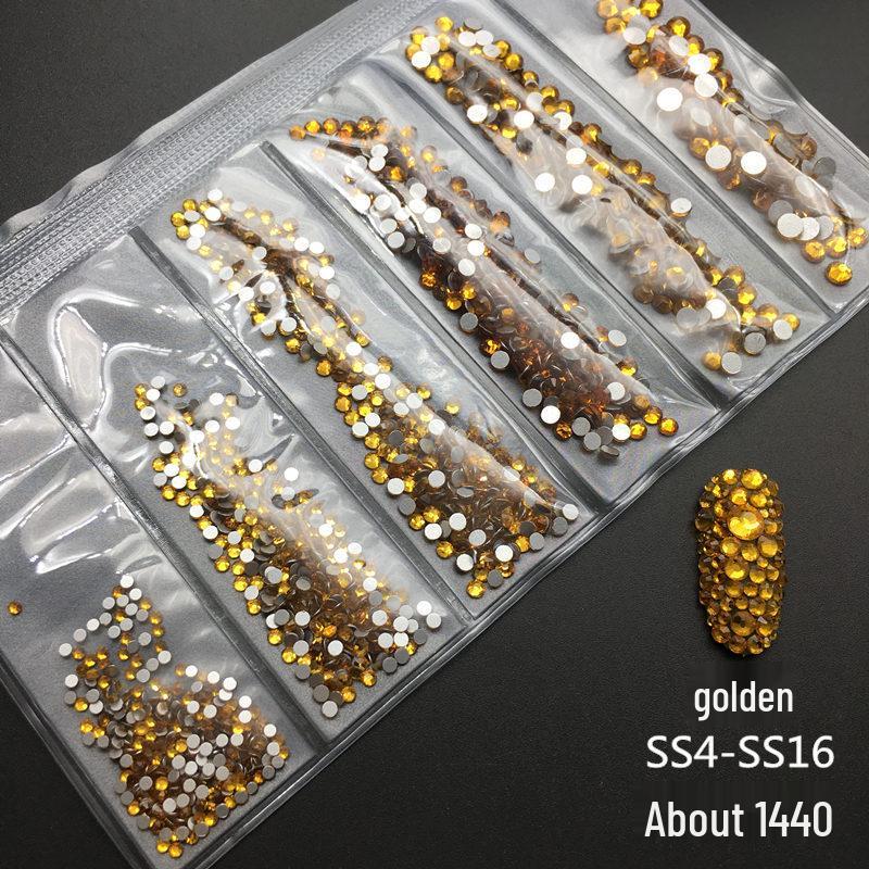 6-Grid Flat-Back Nail Art Rhinestone Set (1440pcs) - Mixed AB & Clear Glass Rhinestones Nail Decorations
