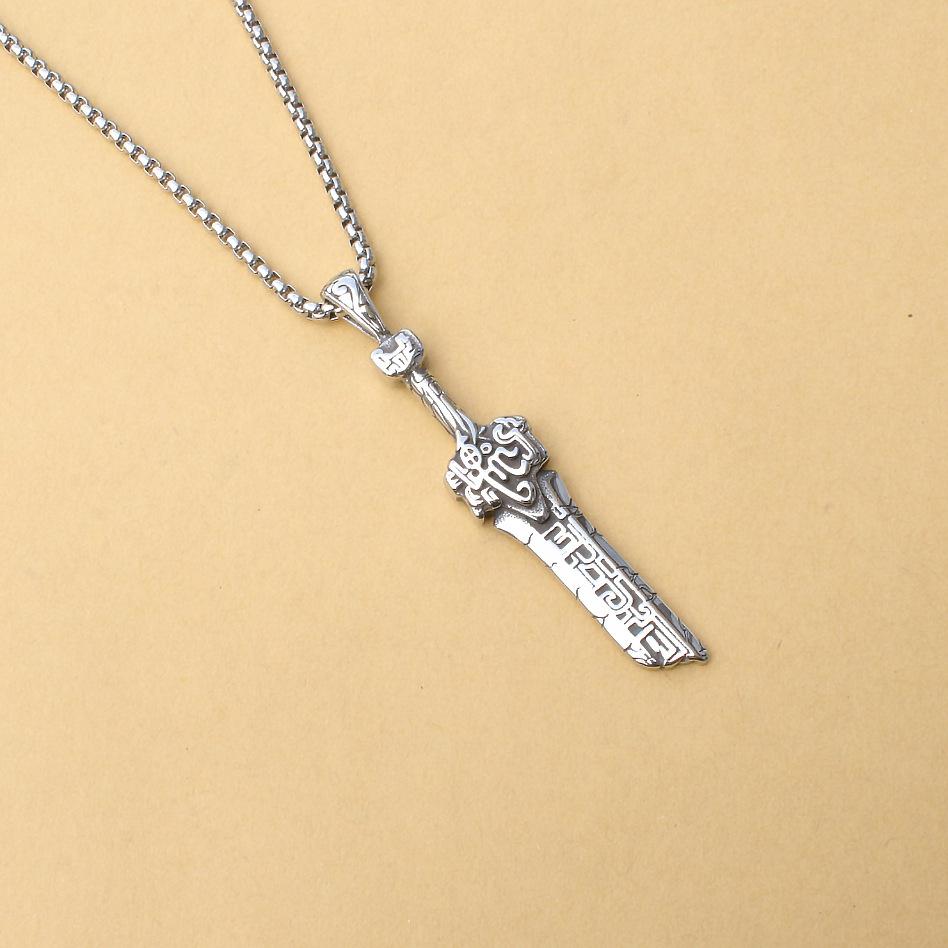 Ancient Sword Necklace Trendy Men'S Fashion Stainless Steel Pendant Personalized Retro Domineering Accessories